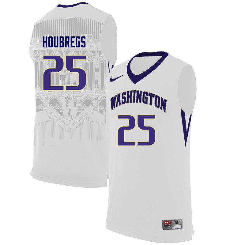 Men Washington Huskies #25 Bob Houbregs College Basketball Jerseys Sale-White